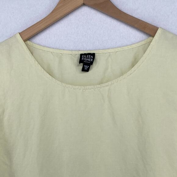 EILEEN FISHER Tank Top 3X Plus Linen Silk Woven Round Neck Shell Yellow - Picture 3 of 12